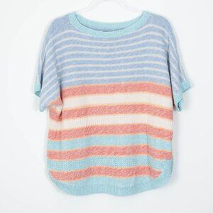 Chaps Womens Pastel Striped Knit Dolman Sleeve Sweater Size Large Beachy Coastal